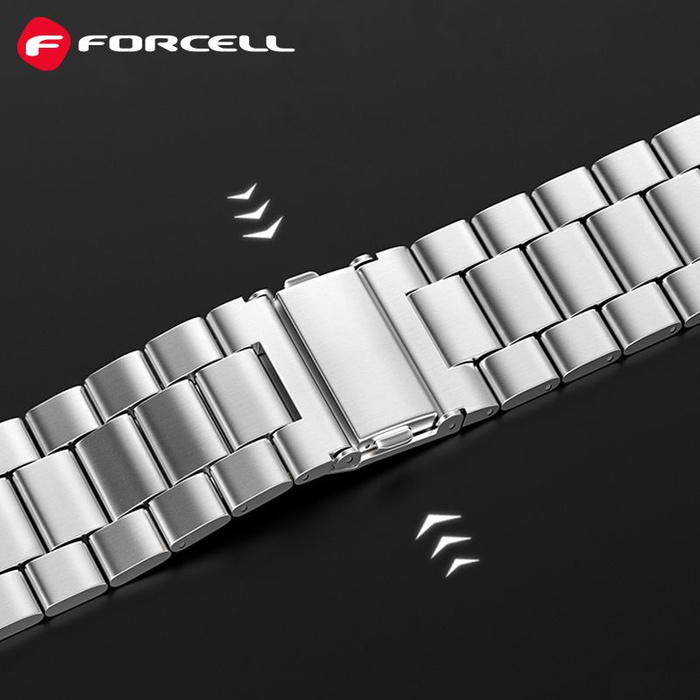Pasek do Apple Watch Forcell F-Design FA10 zatrzask stal 42 / 44 / 45 / 49 mm srebrny