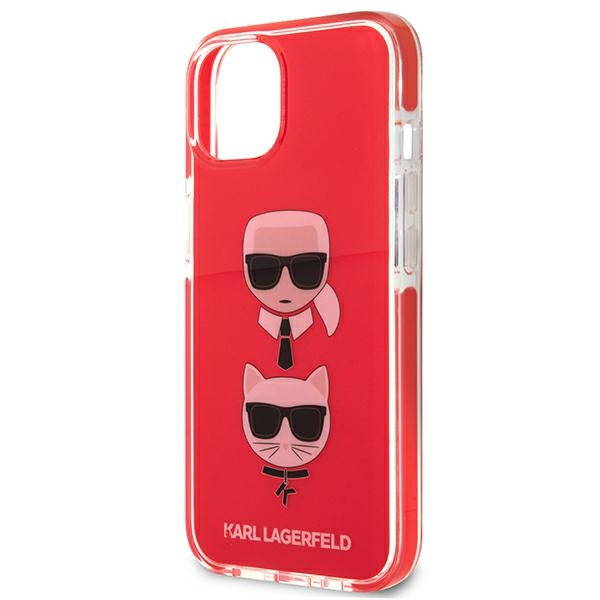 Hülle KARL LAGERFELD Apple iPhone 13 Mini Karl&Choupette Kopf Rot Hartcase