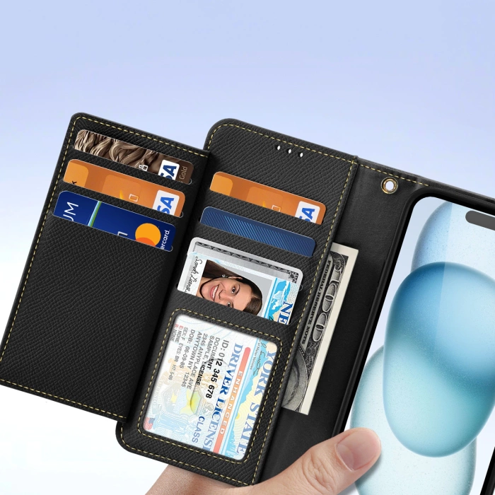 Dux Ducis Lawa Lederhülle für iPhone 15 - Schwarz