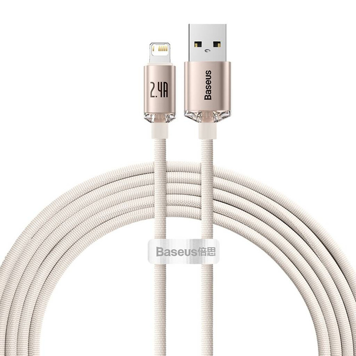 Baseus Crystal Shine Series USB Kabel - Lightning 2,4A 20W 2m Rosa (CAJY001204)