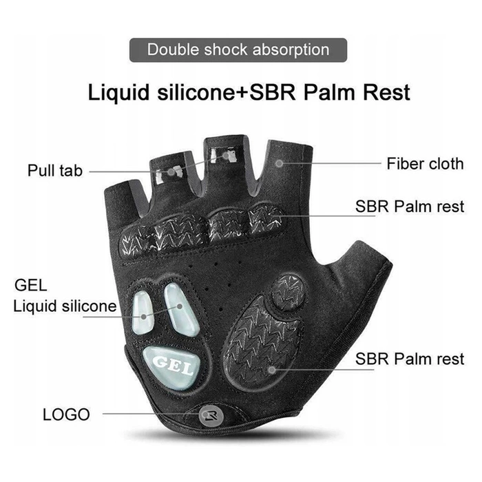 Gants de cyclisme Rockbros S169BGR XXL avec inserts en gel - gris