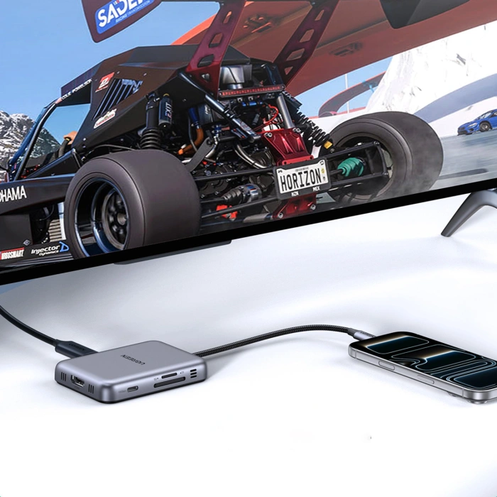Hub Ugreen USB-C 7in1 HDMI USB-C USB-A SD/TF - gray