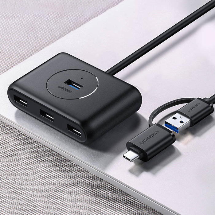Ugreen splitter HUB 4x USB 3.0 port USB Type C kábel 1m fekete (CR113 40850)