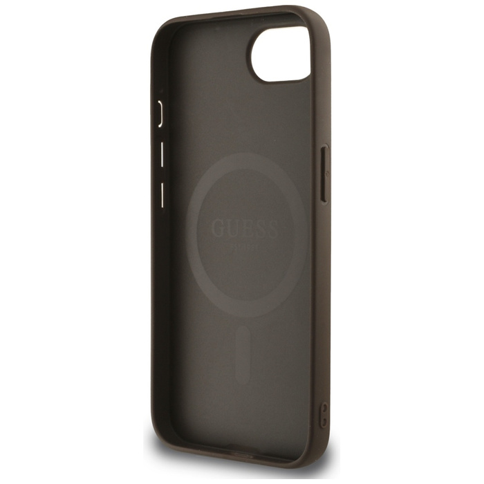 Etui Guess 4G Flowers Print MagSafe do   iPhone 16e brązowy