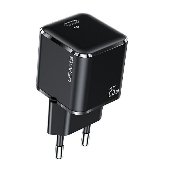Caricatore USAMS 1xUSB-C T42 Mini 25W 5V-3A PD3.0 Ricarica veloce Nero