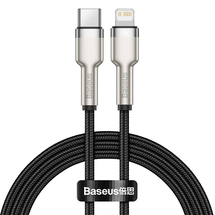 Baseus Cafule Kovový datový kabel USB Typ C - Lightning 20 W Napájení 1 m černý (CATLJK-A01)