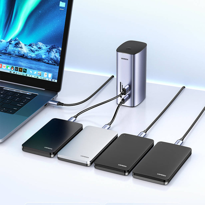 Ugreen Multifunción HUB 12in1 USB C USB HDMI DP RJ45 AUX SD TF gris (CM555)