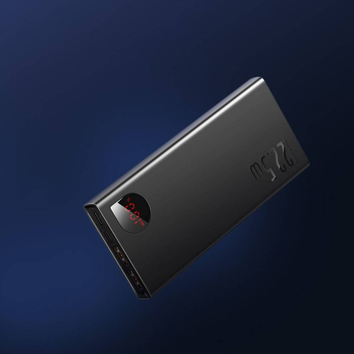 Baseus Adaman Kovová powerbanka s rychlým nabíjením 10000mAh 22,5W (Overseas Edition 2021) černá + kabel USB-A - USB-C 3A 0,3m černá