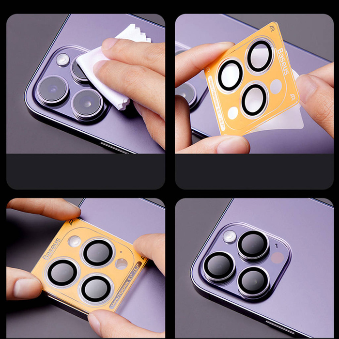 Tvrzené sklo na fotoaparát pro iPhone 14 Pro / 14 Pro Max Baseus + montážní sada