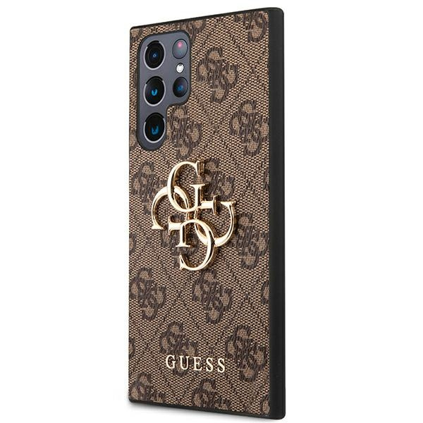 Cover GUESS Samsung Galaxy S22 Ultra 4G Big Metal Logo Custodia rigida marrone