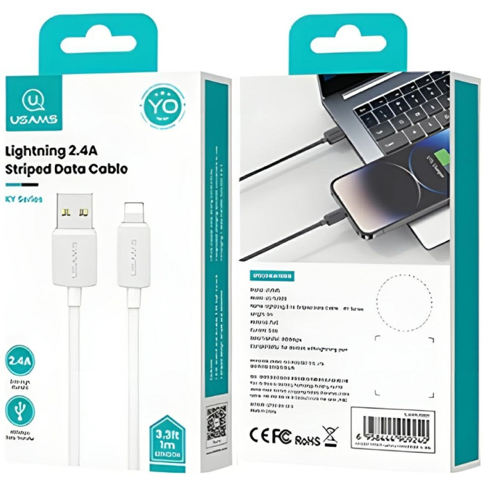 Kabel USAMS KY Series US-SJ689 2.4A      USB-A do Lightning 1m biały