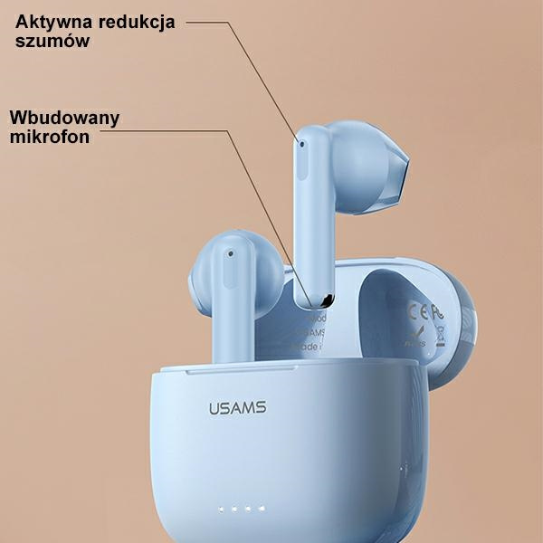 USAMS Sluchátka Bluetooth 5.3 TWS US Series Duální bezdrátový mikrofon modrá/modrá BHUUS03