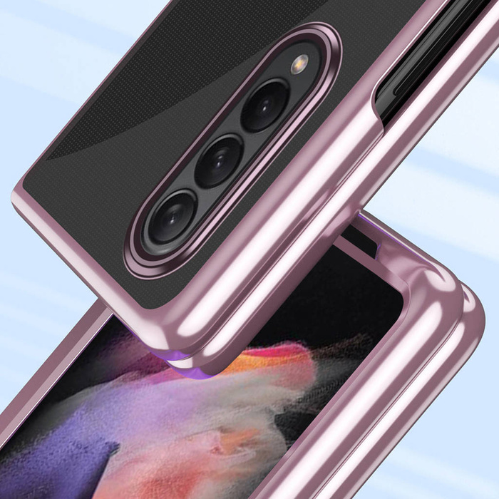 Pokovování Case tvrdý case kryt pouzdro s kovovým rámečkem Samsung Galaxy Z Fold 3 modrý