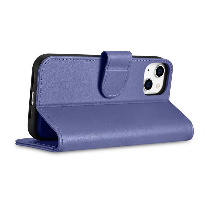 iCarer Wallet Case 2in1 iPhone 14 Plus Flip Cover in pelle Anti-RFID viola chiaro (WMI14220727-LP)