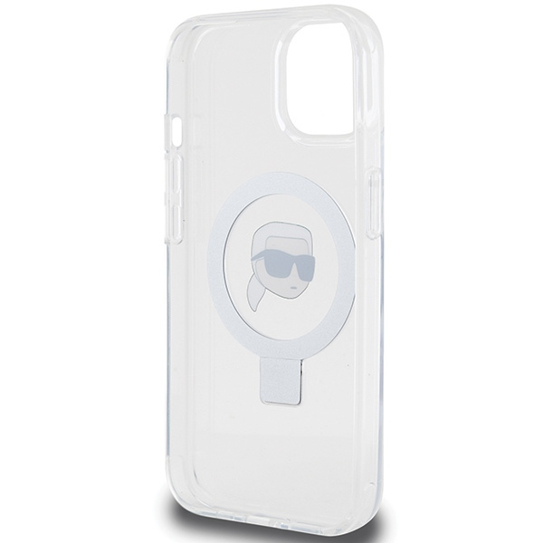 Cover Karl Lagerfeld KLHMP15SHMRSKHH iPhone 15 6,1" bianco/bianco durocase Anello Stand Karl Head MagSafe Case