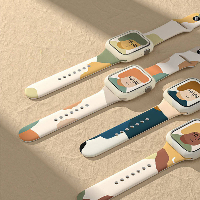 Řemínek Moro band pro Apple Watch 7 / 6 / SE / 5 / 4 / 3 / 2 (41mm / 40mm / 38mm) silikonový řemínek náramek hodinek vzor 1