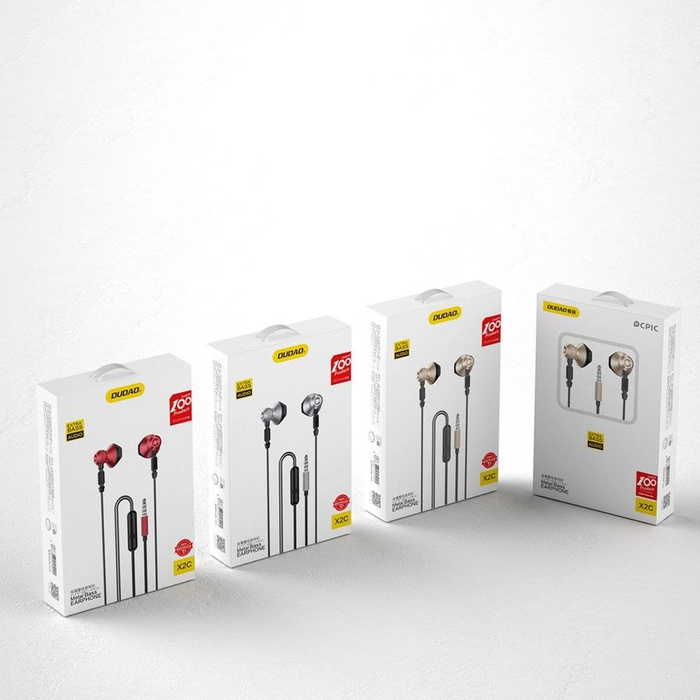 Dudao kovová drátová sluchátka sluchátka 3,5mm mini jack šedá (X2C-Grey)