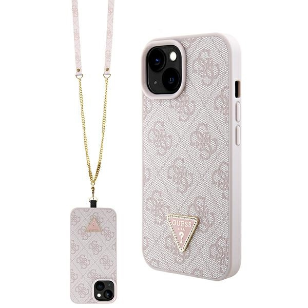 Hülle Guess GUHCP15SP4TDSCPP iPhone 15 6.1" rosa/rosa hartcase Crossbody 4G Metall Logo Case