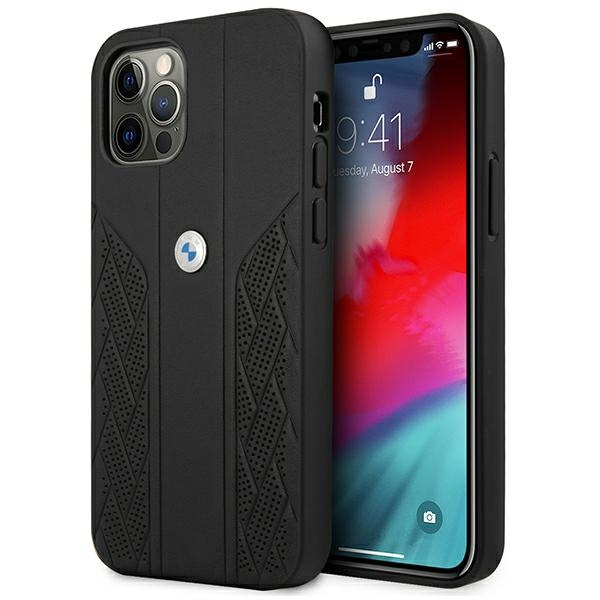 BMW Hülle Apple iPhone 12 Pro Max Leder Curve Perforate Schwarz Hardcase