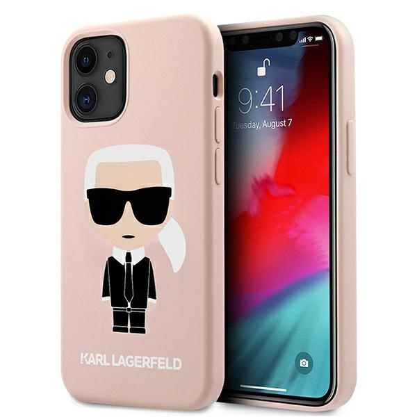 Pouzdro KARL LAGERFELD Apple iPhone 12 Mini Silicone Iconic Bright Pink Hardcase