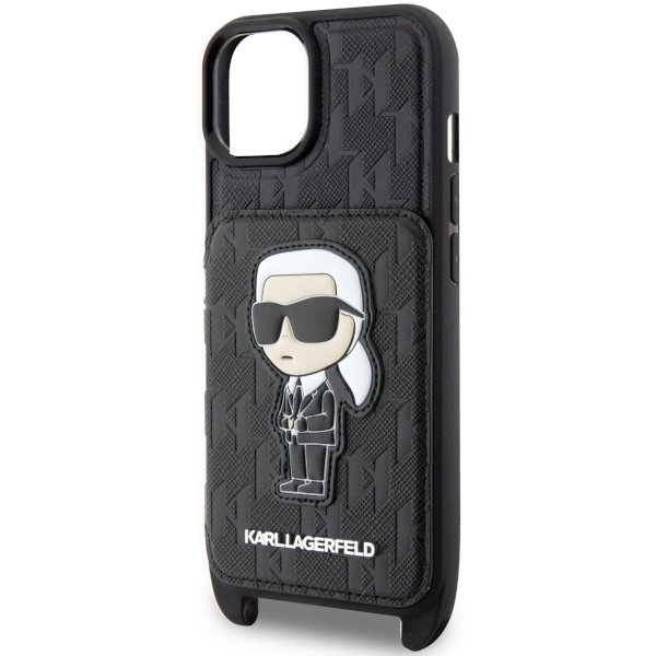 Case Karl Lagerfeld KLHCP14SCSAKHPKK iPhone 14 6.1" hardcase black/black Crossbody Saffiano Monogram Ikonik Case