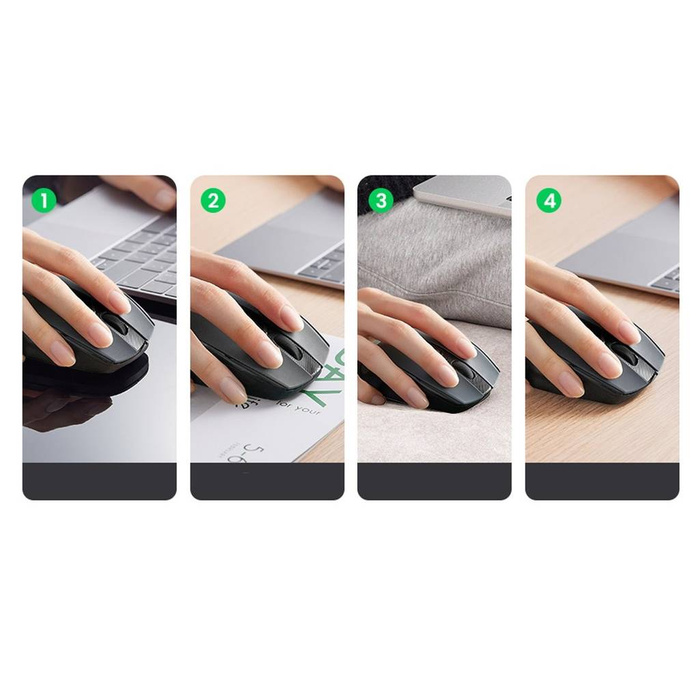 Mouse wireless ottico USB Ugreen 2.4GHz 4000 DPI nero (MU006)