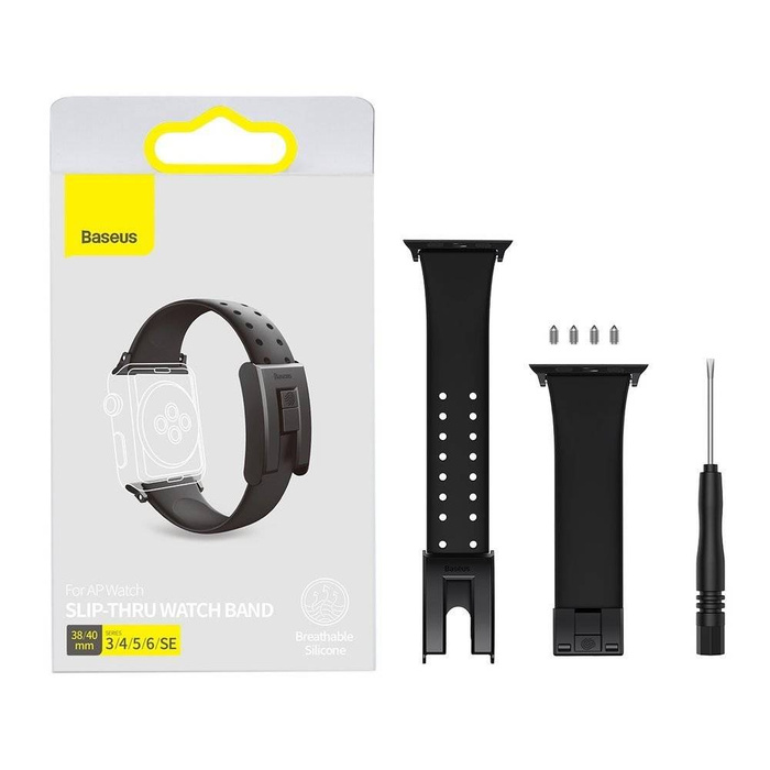 Baseus Slip-Thru Watch Band For AP Watch Series 3/4/5/6/SE 38mm/40mm Black (LBWSE-01)