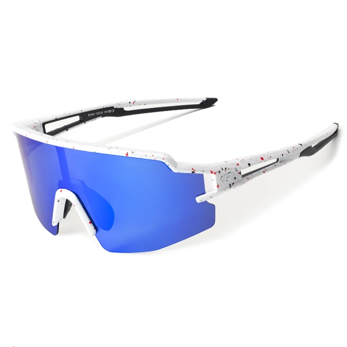Rockbros Polarized Cycling Glasses with UV Protection and Corrective Insert Blue Lenses - White