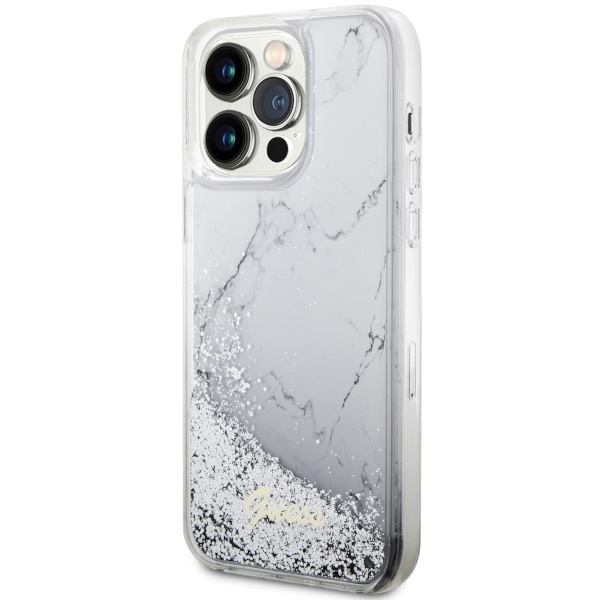Hülle Guess GUHCP14XLCSGSGH iPhone 14 Pro Max 6,7" weiß/weiß hartcase Liquid Glitter Marmor Case
