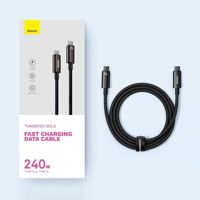 [RETURNED ITEM] Cable USB C - USB C 480Mb/s 240W 3m Baseus Tungsten Gold CAWJ040101 - negro