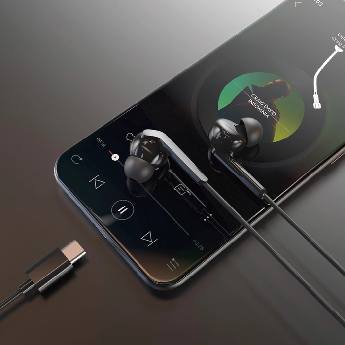 Dudao X3C+ kabelgebundener USB-C In-Ear-Kopfhörer 1,2 m – Schwarz