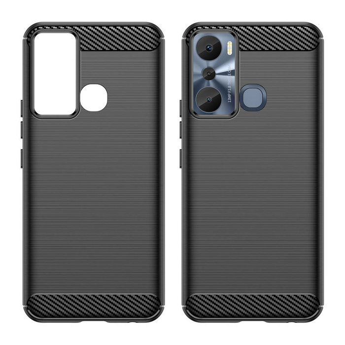 Custodia Carbon Case per Infinix Hot 20i cover in carbonio flessibile in silicone nero