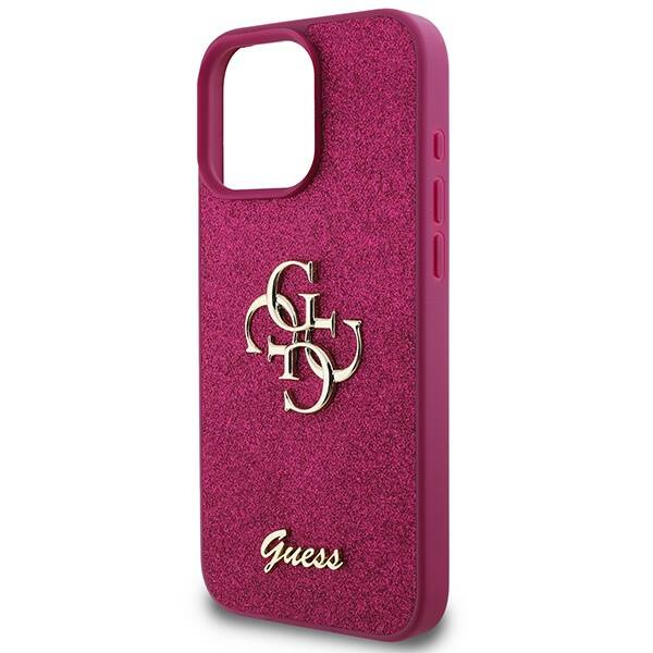 Etui Guess iPhone 16 Pro fioletowy/purple hardcase Glitter Script Big 4G