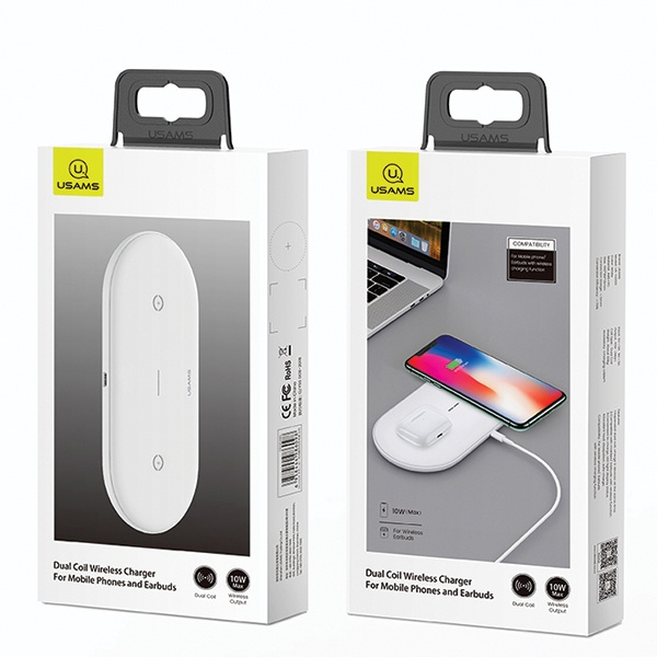 Chargeur inductive USAMS 10W Dual White