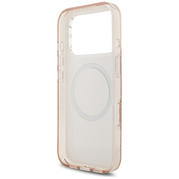 Etui Guess IML Flowers Electro Pearl     Strap MagSafe do iPhone 17 Pro różowy