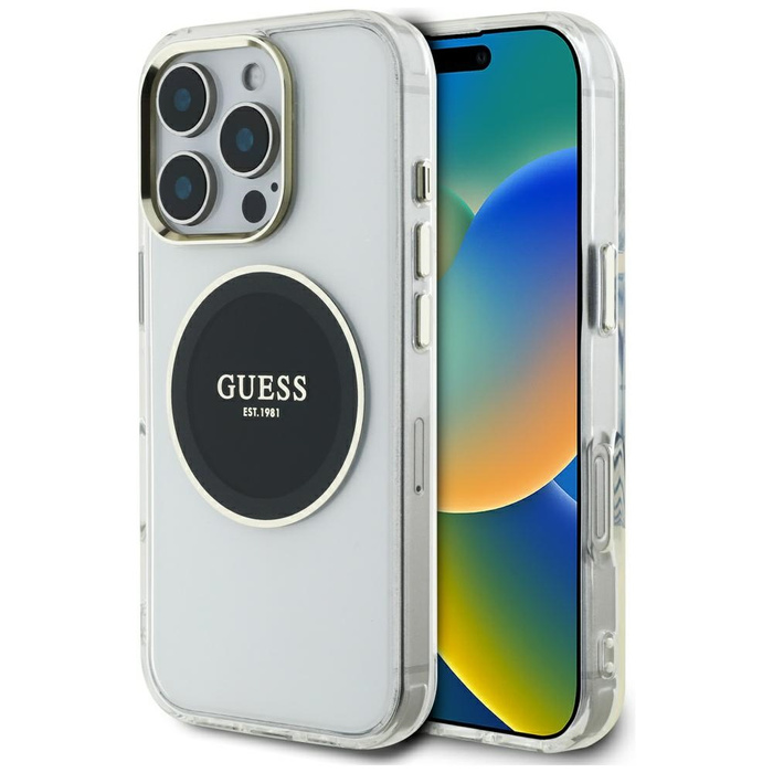 Etui Guess IML Metal Colored Circle      Classic Logo MagSafe do iPhone 16 Pro Max czarny