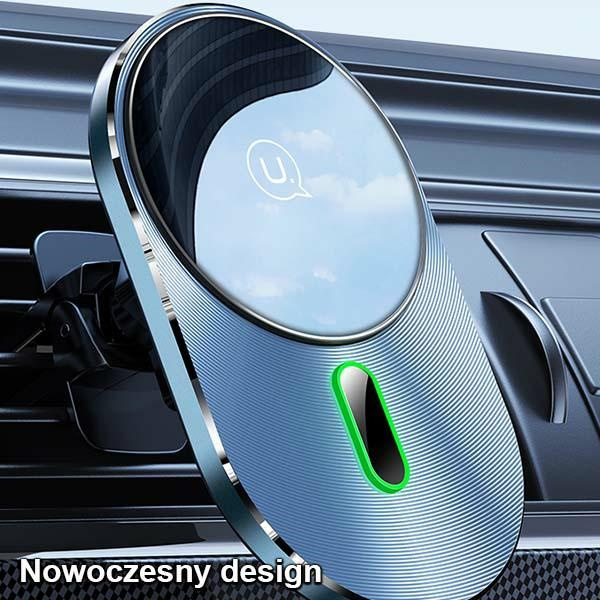 USAMS Magnetic Car Wireless Charging Supporto a induzione da 15 W per la griglia di ventilazione grigio / grigio CD170DZ01 (US-CD170)