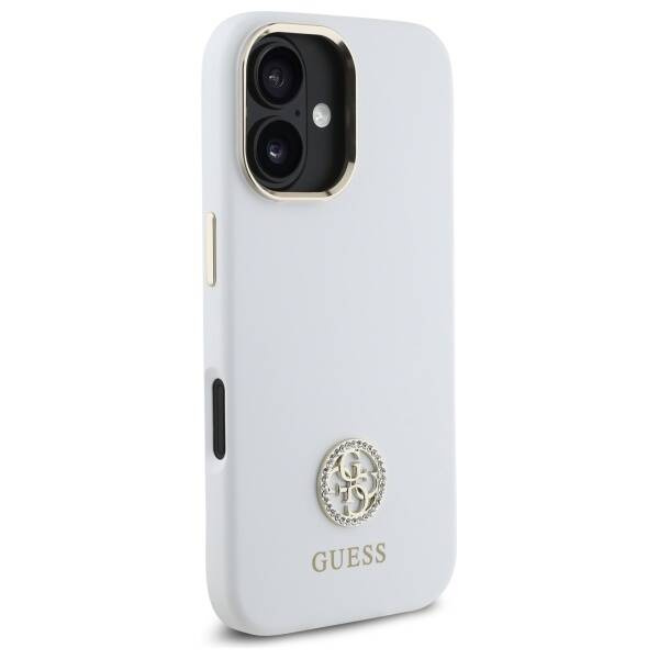 Etui Guess iPhone 16 6.1" biały/white hardcase Silicone Logo Strass 4G