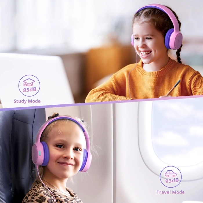 Tronsmart KH01 Wired Headphones for Kids, Safe - Pink