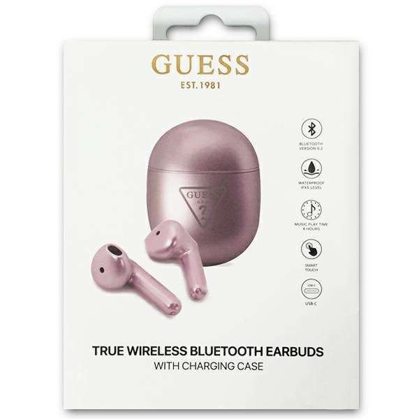 Guess sluchátka Bluetooth GUTWST82TRU TWS + dokovací stanice fialová/fialová Triangle Logo