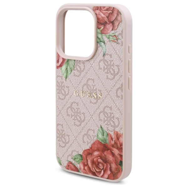 Guess GUHMP16LP4ROPEMCP iPhone 16 Pro     6.3" różowy/pink hardcase 4G Flowers Print MagSafe