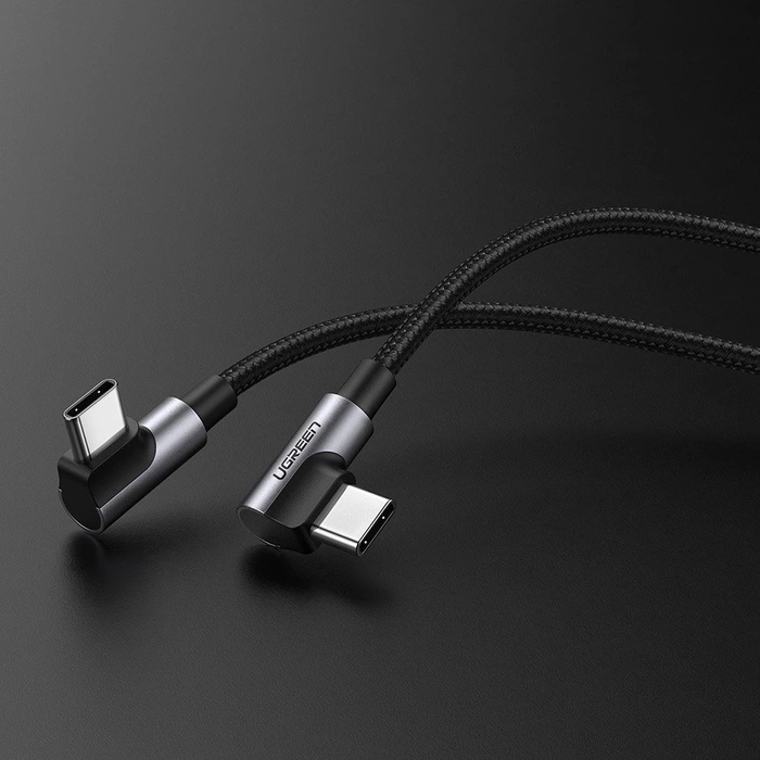 Ugreen US323 angled USB-C - USB-C PD QC cable 60W 3A 2m - black