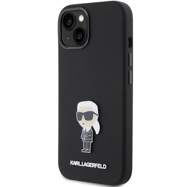 Etui Karl Lagerfeld KLHCP15SSMHKNPK iPhone 15 6.1" czarny/black Silicone Ikonik Metal Pin Case