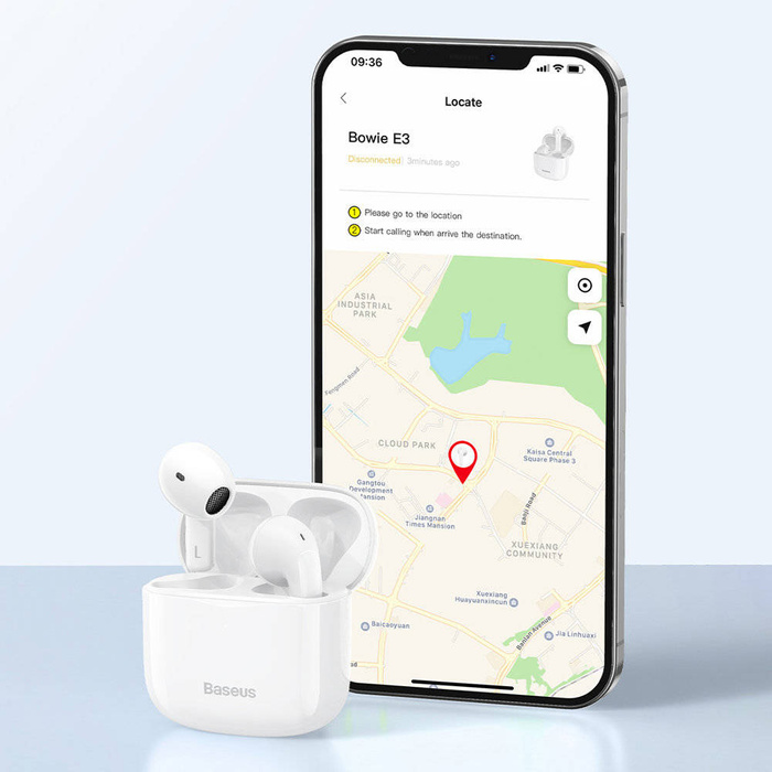 Baseus E3 bezdrátová Bluetooth 5.0 TWS sluchátka do uší vodotěsná IP64 bílá (NGTW080002)