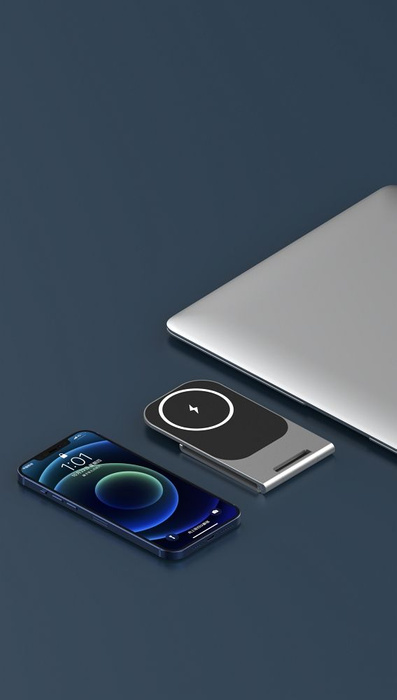 VEGER podstawka biurkowa z ładowarką indukcyjną kompatybilna z MagSafe 2A 15W Y56 czarna 