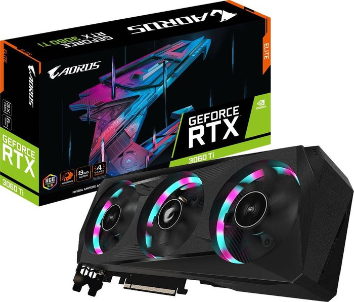 Graphics Card Gigabyte GeForce RTX 3060 Ti Aorus Elite 8GB GDDR6 LHR