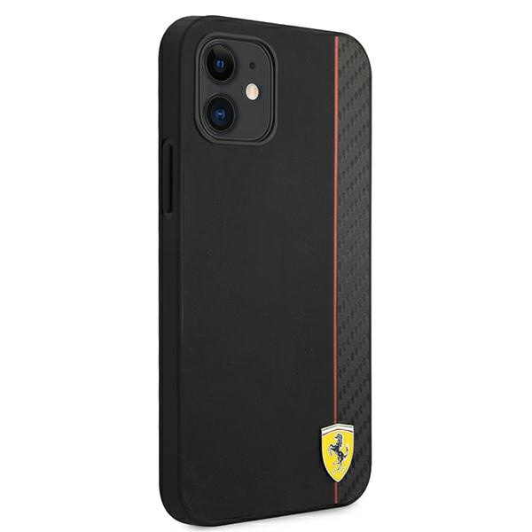 Puzdro FERRARI Apple iPhone 12 Mini On Track Carbon Stripe Black Hardcase
