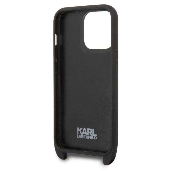 Karl Lagerfeld KLHCP14LSTMMK iPhone 14 Pro 6,1" hardcase black/black Monogram Plaque Logo Strap