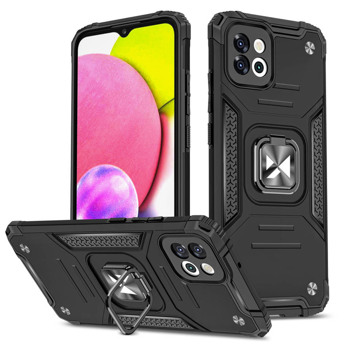 Custodia Wozinsky Ring Armor per Samsung Galaxy A03 custodia blindata porta anello magnetico nero