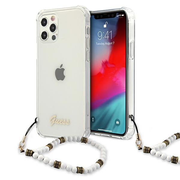 Cover GUESS Apple iPhone 12 12 Pro White Pearl Clear Hardcase